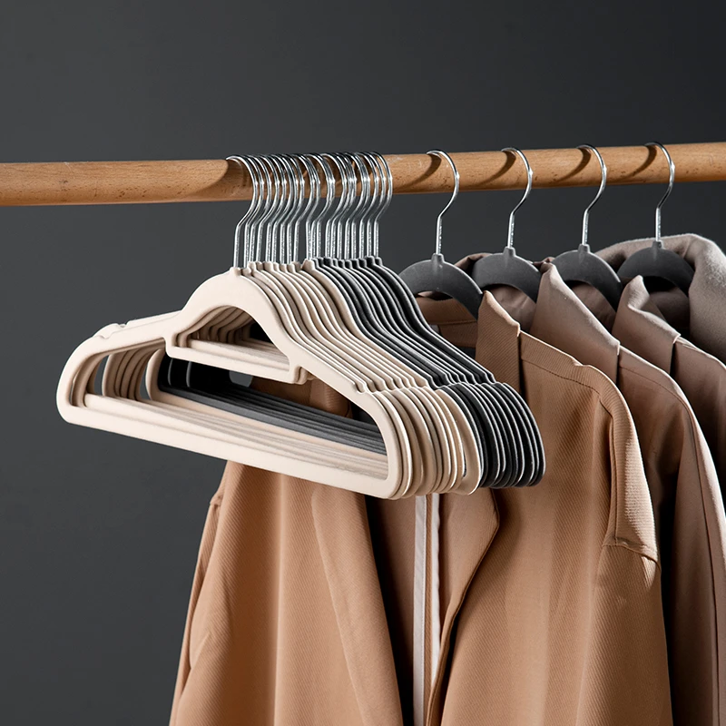 喜家家20支植绒衣架整理师专用无痕防滑晾衣架衣架子【达人专属】