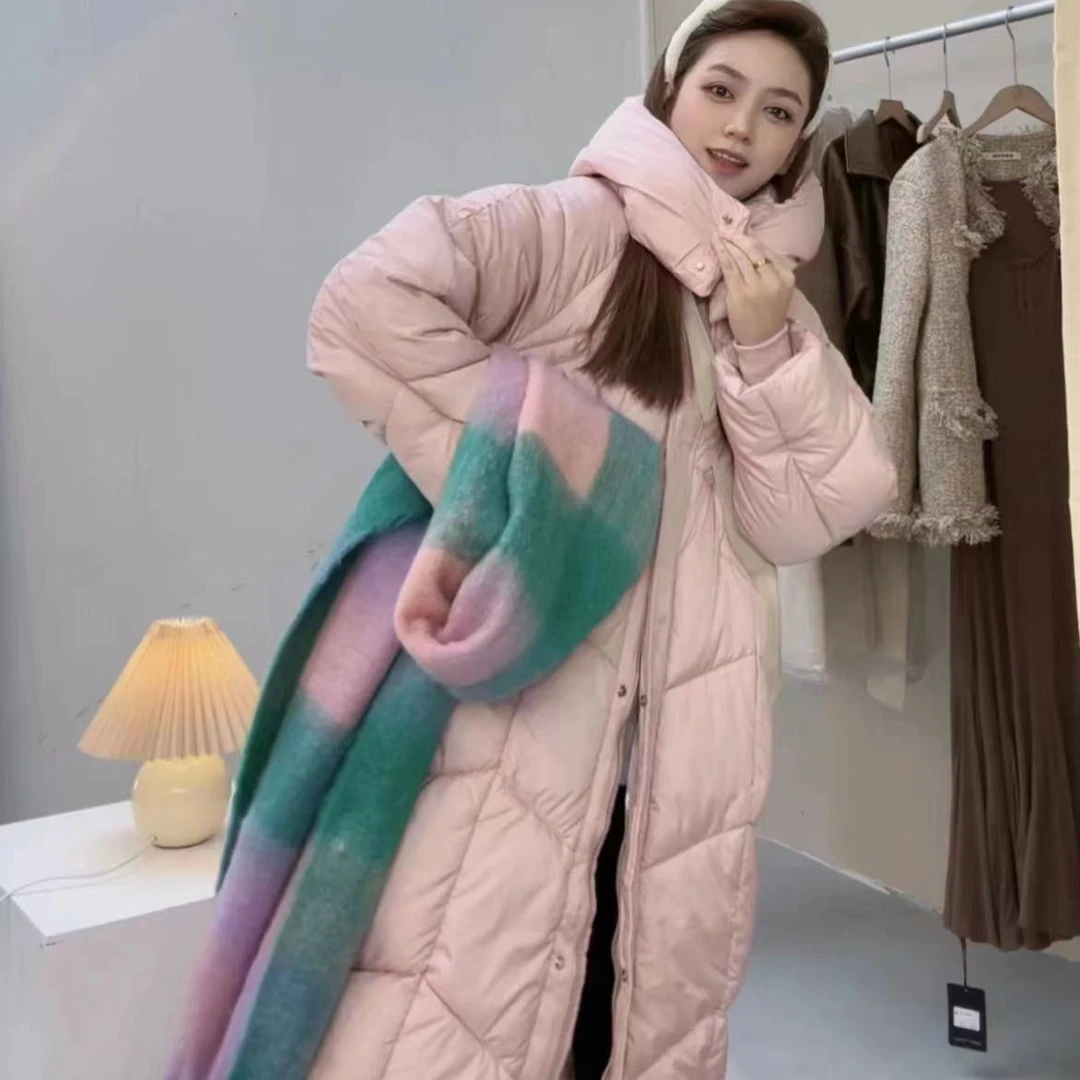 棉服外套女装时尚连帽长款韩版冬季休闲百搭女士宽松长款加厚保暖