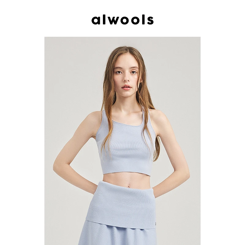 ALWOOLS24春夏新品不对称针织运动背心