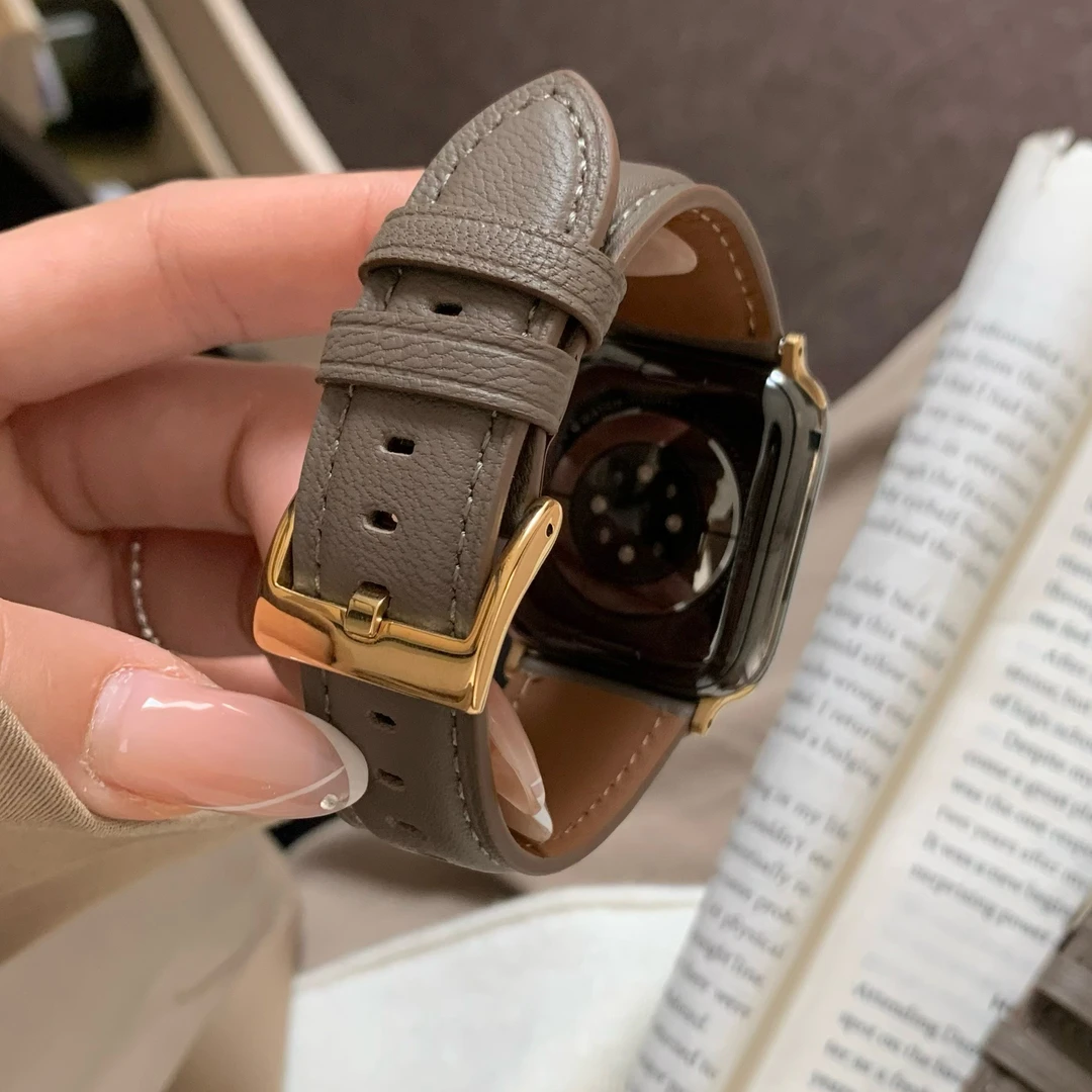 soko新色小羊皮2.0系列秋冬款皮质表带适用于apple watch8代SE765