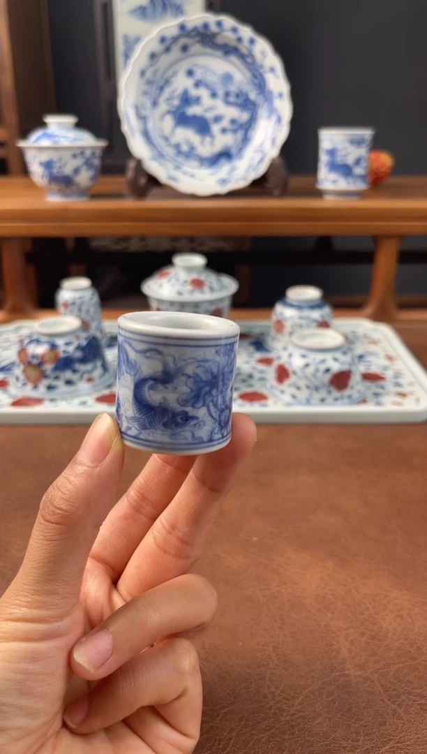 【闪购商品】杯望月怀古鱼藻扳指盖置