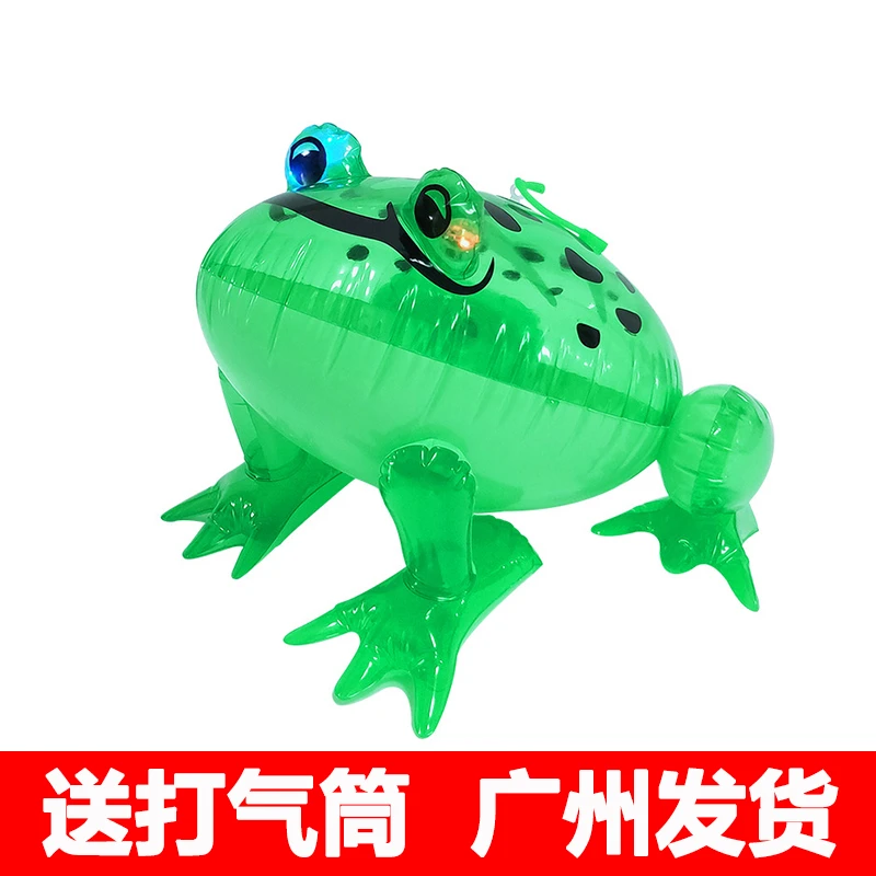 网红弹跳发光充气青蛙玩偶玩具夜市地摊热卖货源卡通闪光气球