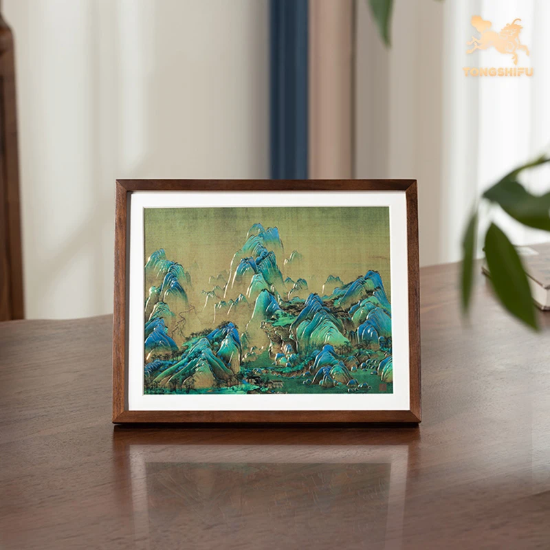 【铜师傅】《千里江山（桌面）》手工錾刻 铜雕画 书房办公室装饰工艺画