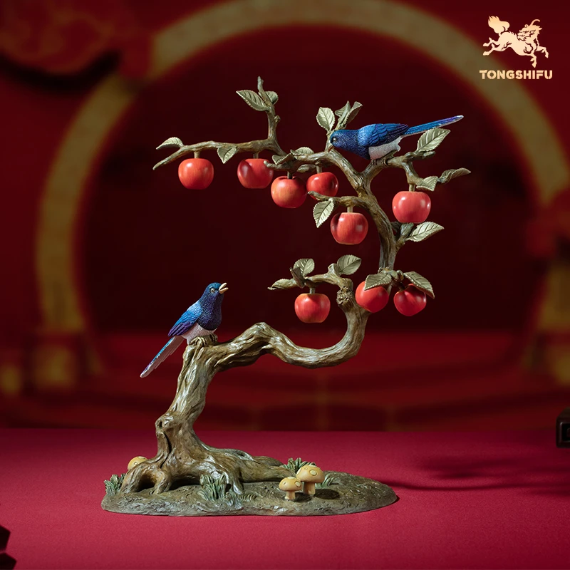 铜师傅《平安喜乐》客厅桌面铜苹果摆件 家居装饰工艺品