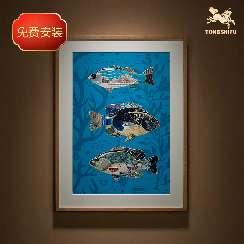 铜师傅《热带鱼之三》手工錾刻 铜雕画 客厅餐厅玄关背景墙装饰画