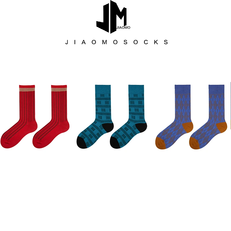 【来点颜色瞧瞧】3双装 中筒精梳棉潮袜小众搭配设计 女士棉袜