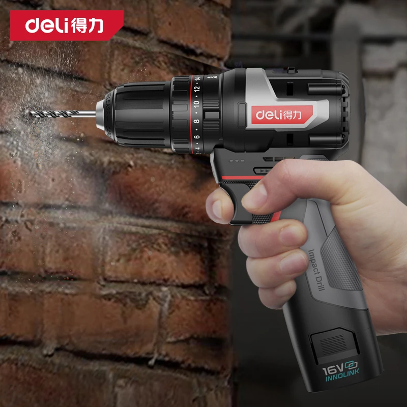 得力工具无刷冲击钻套装