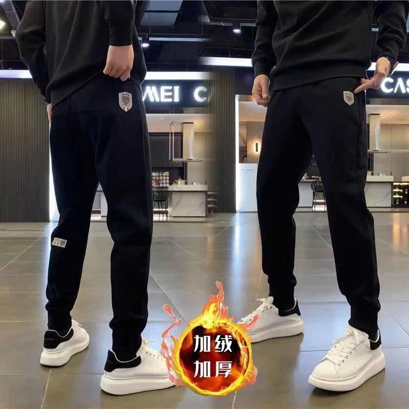 休闲裤男裤秋冬新款时尚版型加绒加厚卫裤修身男秋冬裤子百搭宽松