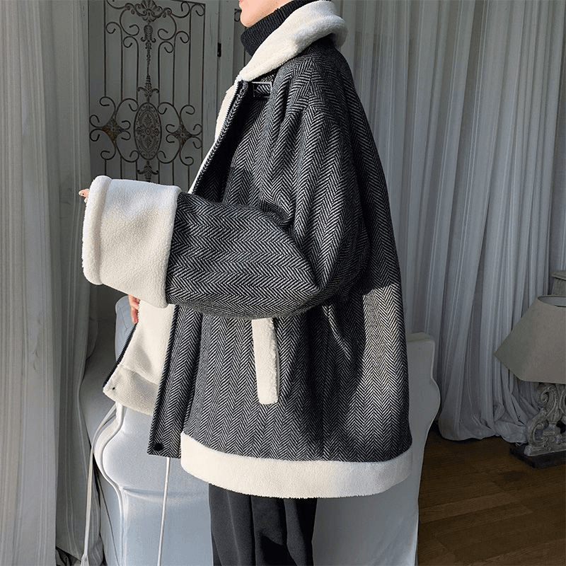 棉服外套男冬季新款港风复古加绒加厚棉衣潮流保暖棉袄时尚休闲