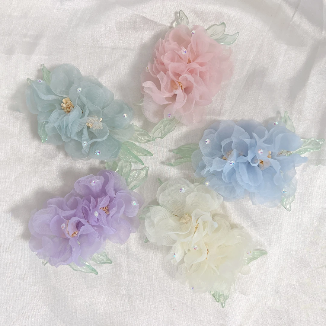 【香云纱】戏曲古风配饰越剧花旦小旦纱花头饰头花绢花欧根真丝纱