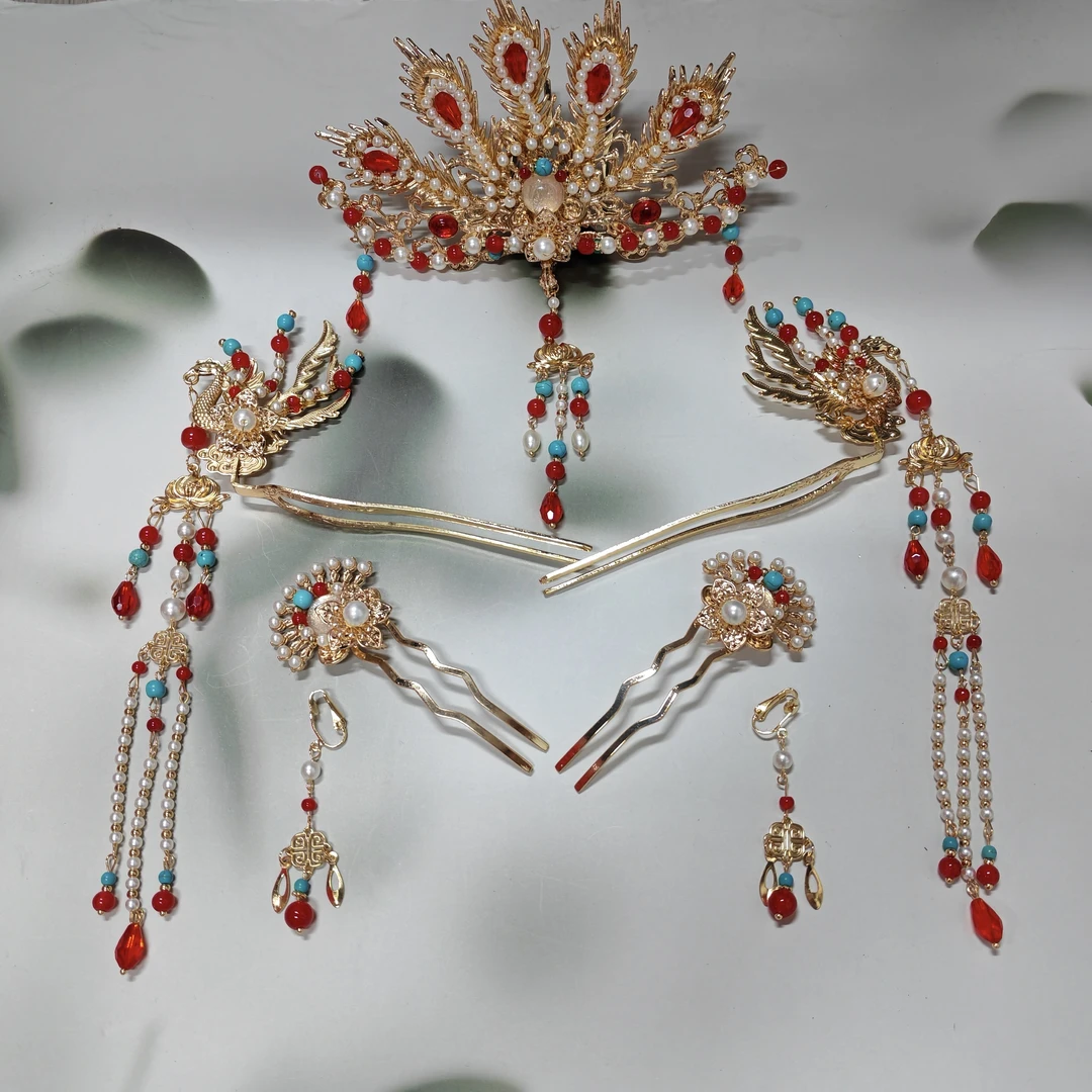 【凤凰于飞】越剧黄梅戏花旦小旦古风汉服新中式配饰头饰发饰套组