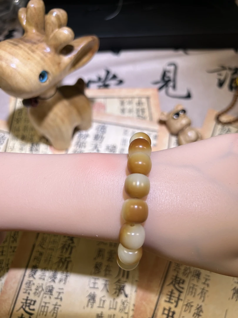 菩提根白玉菩提碳烤小馒头单圈卡1.2文玩菩提菩提串精工直切12MM