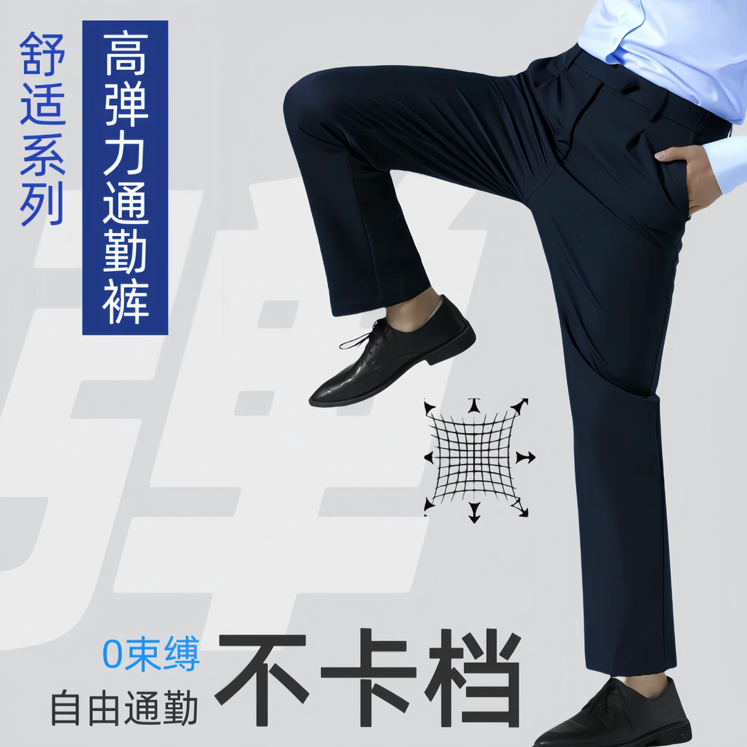 【春秋厚款修身版】藏青色通勤西裤男作训单位公发制服西裤制式