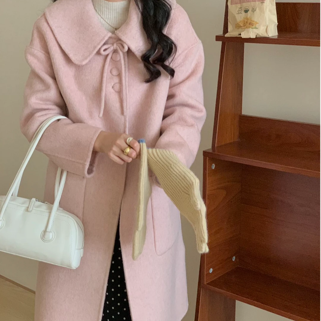 中长款羊毛大衣秋冬季新款保暖外套双面呢女时尚气质韩版女款8022