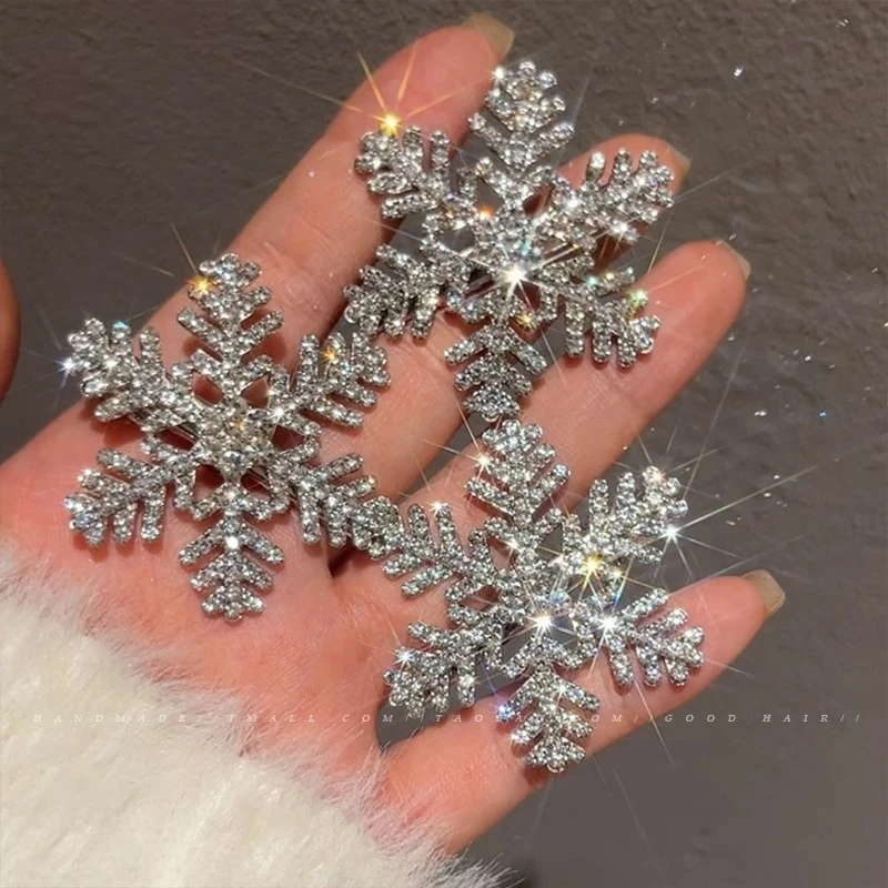 秋冬刘海侧边夹闪耀雪花发夹高颜值轻奢发饰洋气少女鸭嘴夹发卡