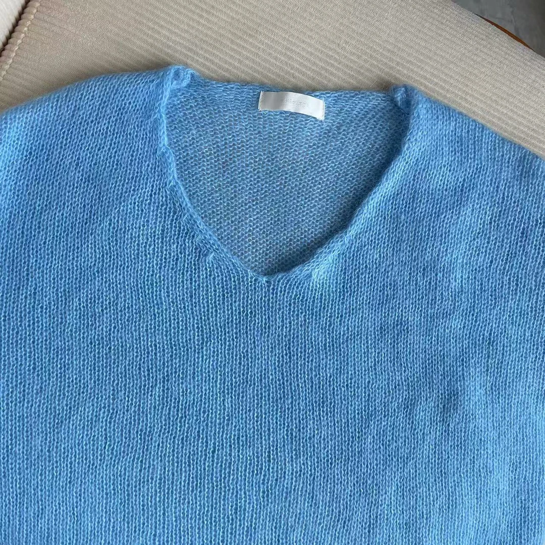 【CHEN】时尚温柔减龄显白马海毛毛衣长袖v领套头针织衫24103007