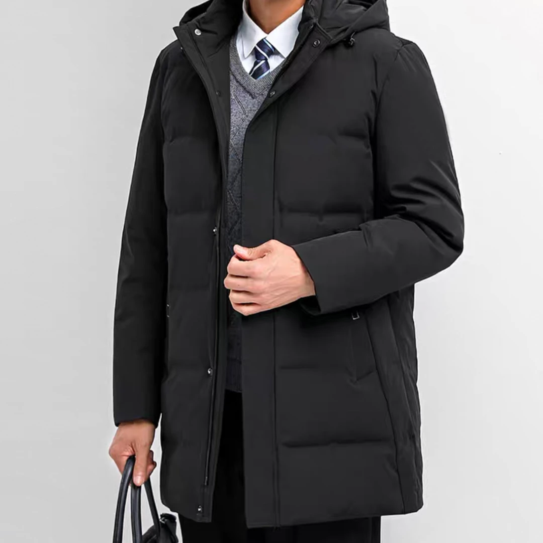 中长款休闲商务保暖连帽羽绒服男士秋冬防风冬季时尚百搭男6W659