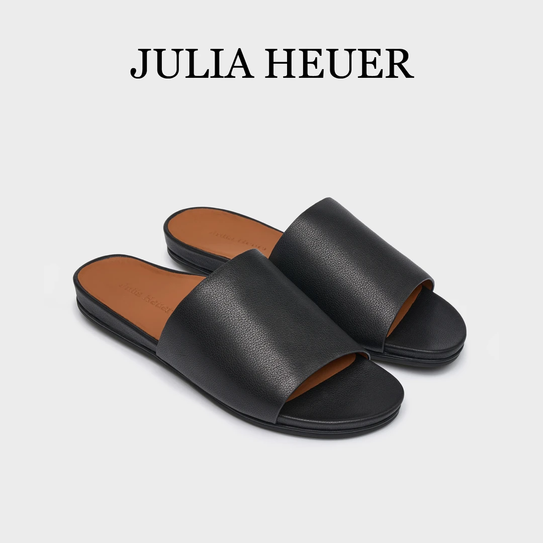 朱莉亚丨JULIA HEUER经典夏季时尚休闲宽面一字防滑平底拖鞋2139