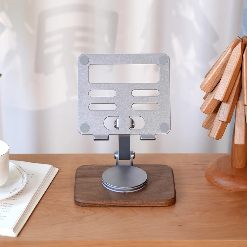 北美黑胡桃木桌面电脑支架铝合金支架通用懒人便携可折叠办公升降