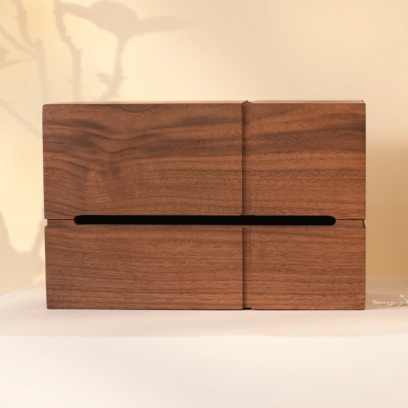 北美黑胡桃木纸巾盒收纳盒客厅纸巾盒木质轻奢纸巾盒复古家用简约