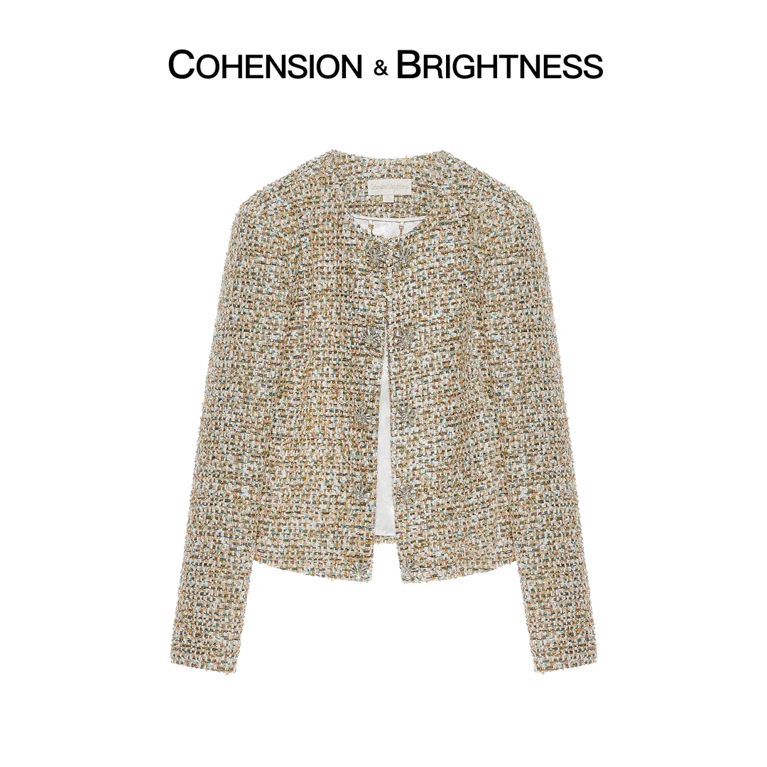 凝慧真的好【时髦灵感】早秋时尚金线编织短款小香外套YP185