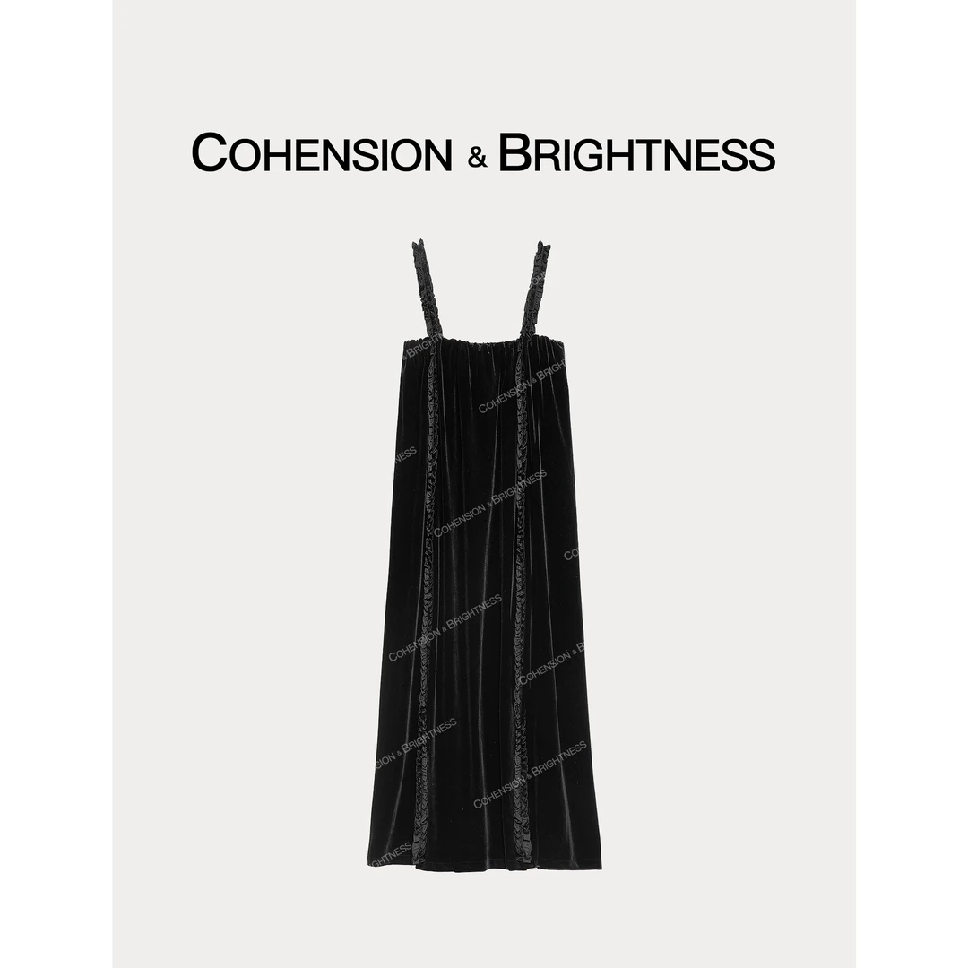 凝慧真的好【轻奢微光】新款精致压褶吊带丝绒百搭连衣裙LP288