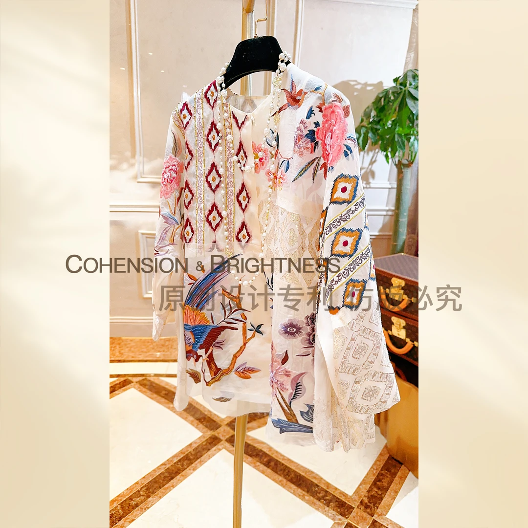 凝慧真的好【春色满园】国风禅意桑蚕丝重工满绣钉珠外套CP005