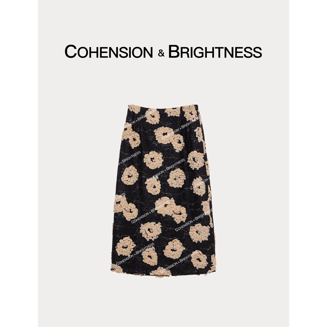 凝慧真的好【摩登花园】秋冬洋气复古立体花瓣直筒半身裙QQ022