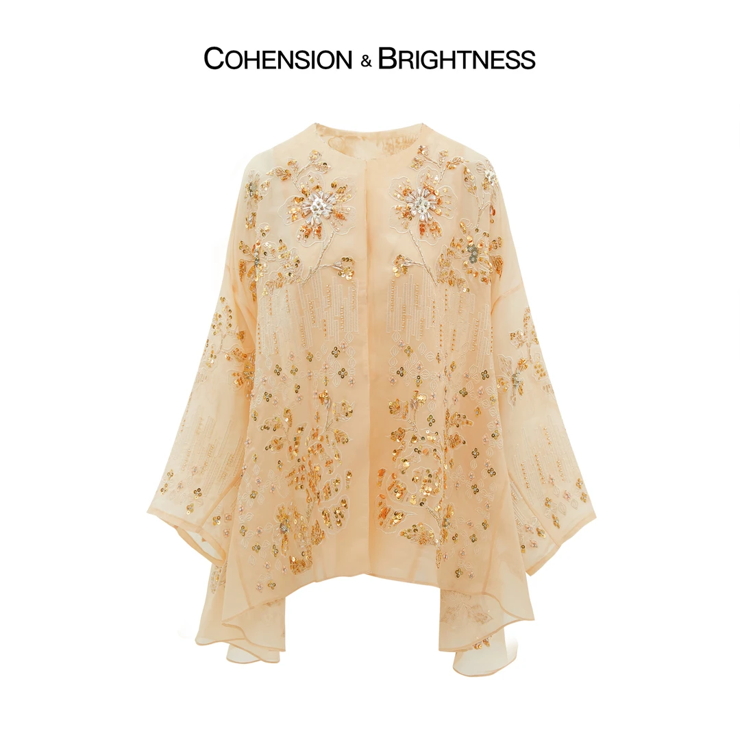 凝慧真的好【流莹绽放】中式国风刺绣钉钻桑蚕丝私人高定衬衫CO221