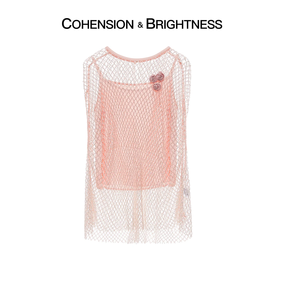 凝慧真的好【随意慵懒】圆领镂空钉珠针织罩衫上衣CP116