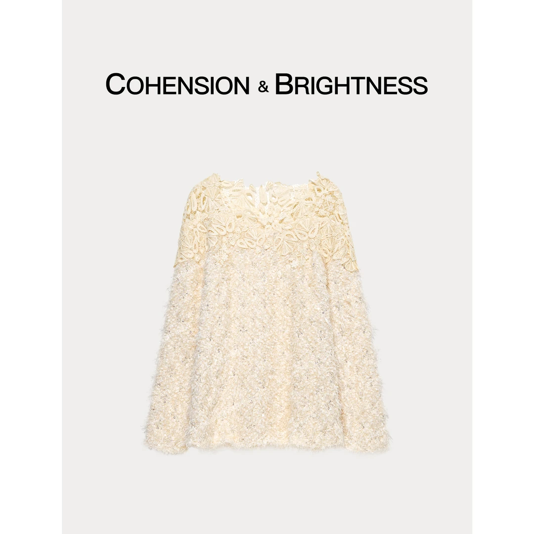 凝慧真的好【迷醉撩人】蕾丝拼接绒绒加厚打底衬衫CQ090