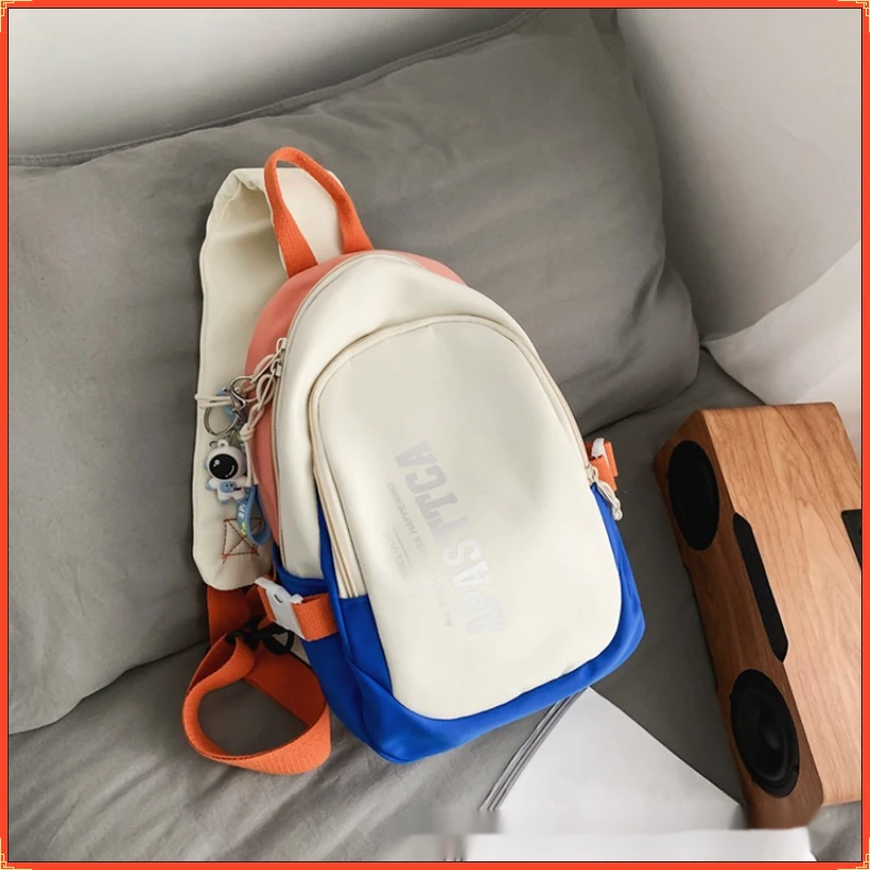 点砚胸包男运动风斜挎包休闲日系轻便撞色大容量学生背包女单肩包