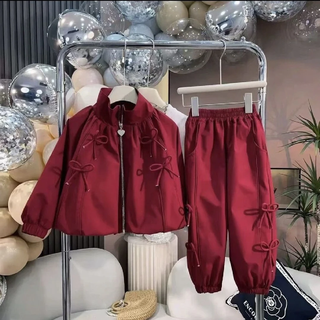 女童工装套装春秋2025新款儿童秋装大童户外运动冲锋衣裤子两件套