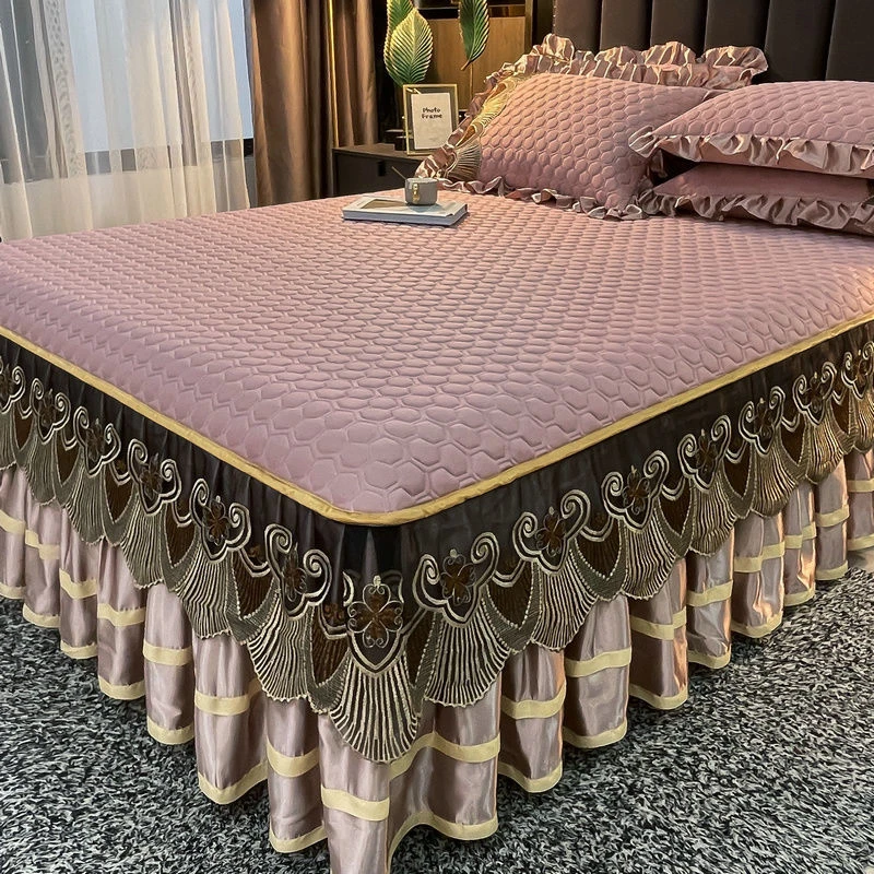 高档床裙款天然乳胶凉席三件套夏天冰丝席可机洗空调席软席子床罩