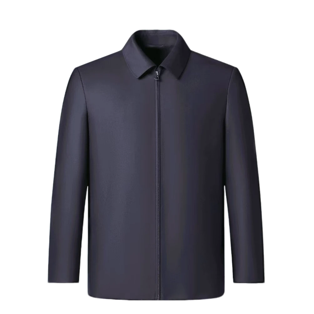 精纺山羊绒加厚可脱卸行政夹克男士翻领商务秋季纯色男款休闲