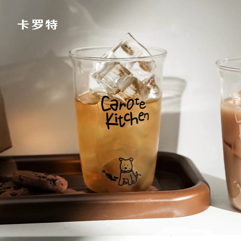 卡罗特高硼硅玻璃水杯耐高温咖啡杯泡茶牛奶女生家用网红喝水杯子