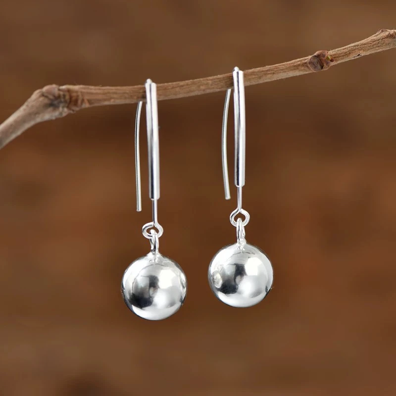 925银耳饰 韩版冷淡风银球耳环