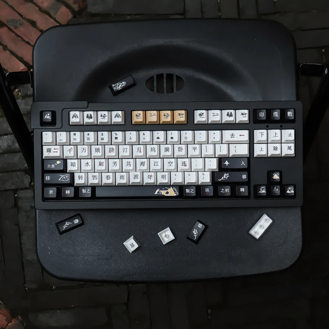古风花月夜机械键盘键帽129键PBT五面热升华原厂高度适配61/75/87