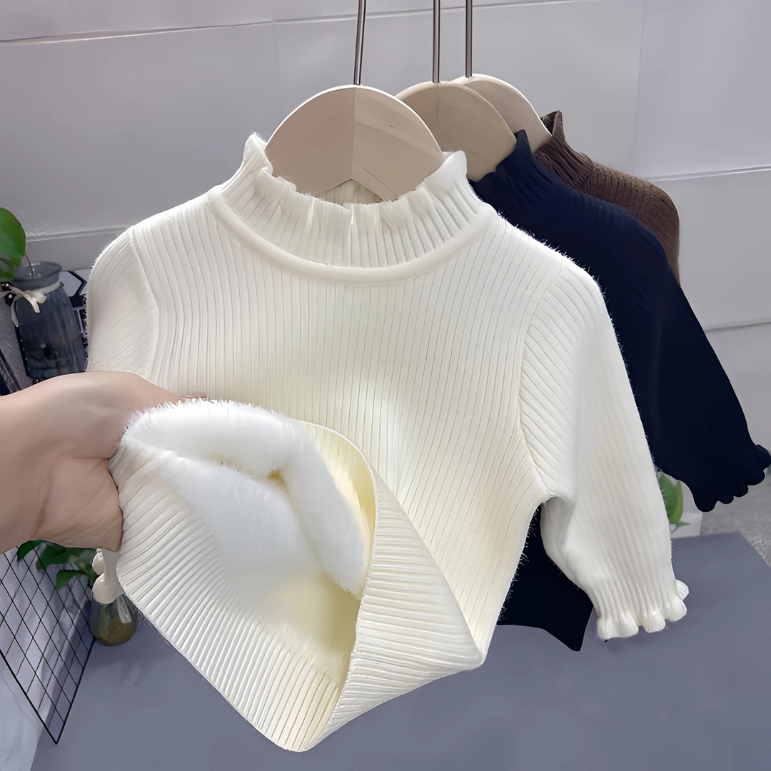 女童一体绒毛衣高品质半高领内搭2025新款儿童毛衣软糯亲肤高弹力