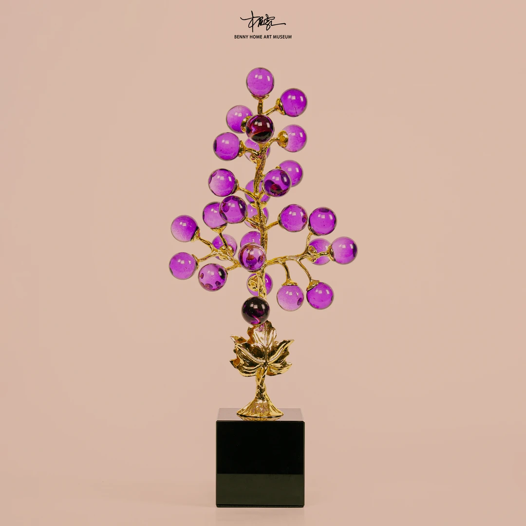 【本尼家】J32紫葡萄发财树艺术摆件轻奢高档家居客厅玄关摆件