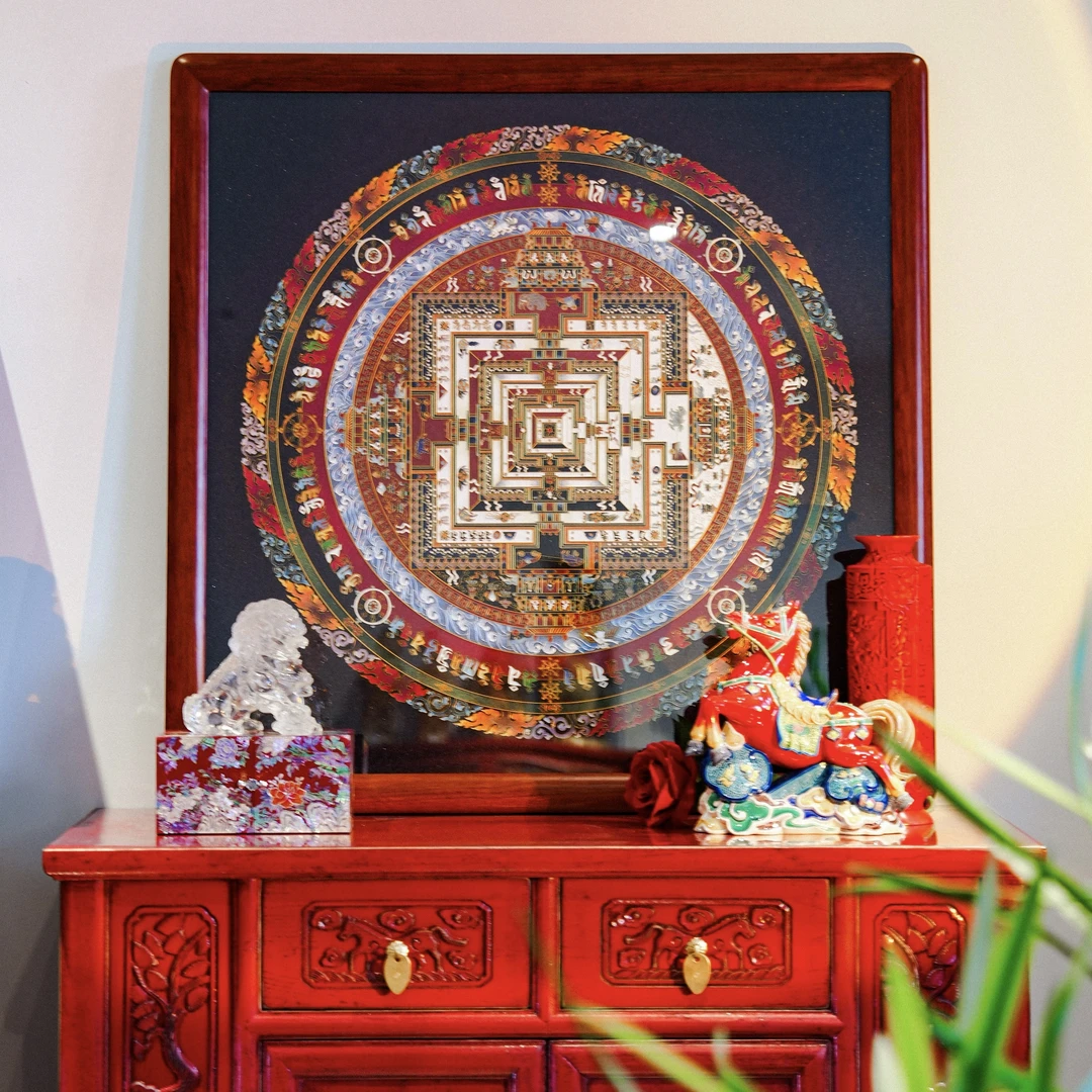 【本尼家】非遗手工掐丝珐琅装饰画《时轮金刚坛城》墙壁挂饰国风摆件