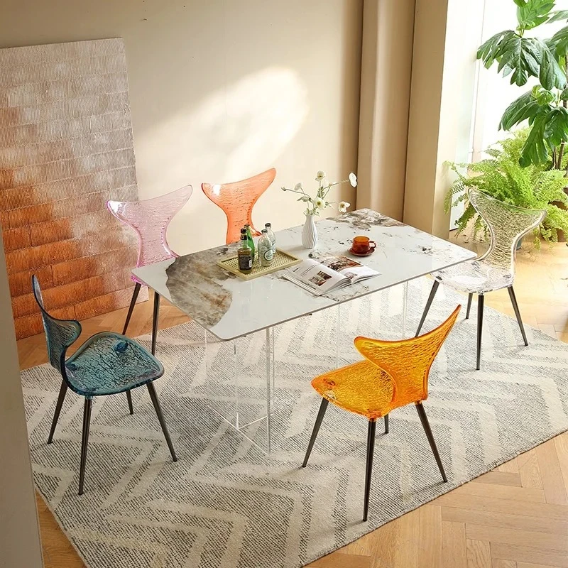 【本尼家】亚克力鱼尾彩虹凳炫彩INS高颜值创意家用餐厅背靠凳