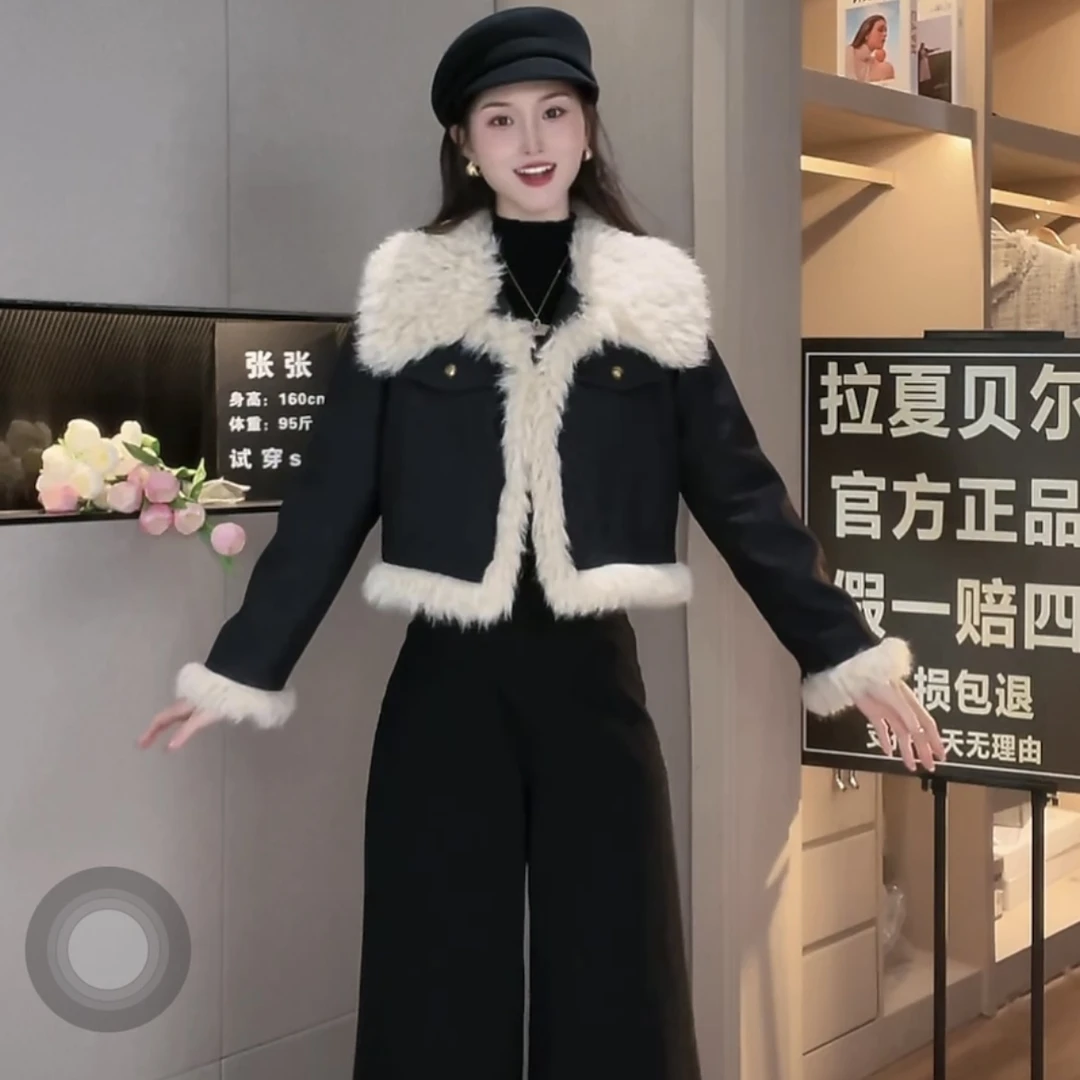 拉夏贝尔25欧若风冬季新款白鸭绒羽绒保暖外套+裤子 10204 ZZC