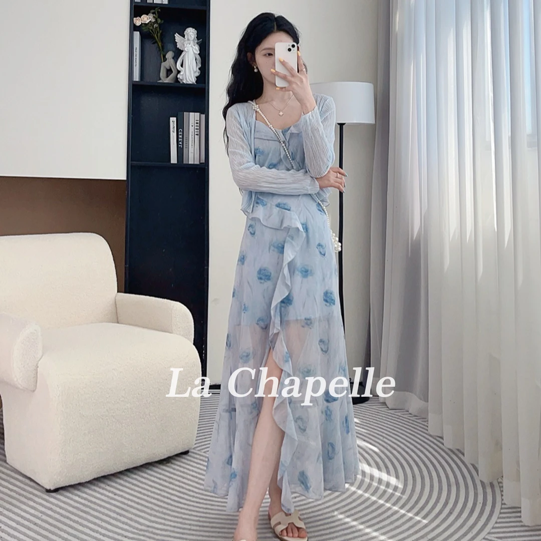 拉夏贝尔25新法式时尚轻奢气质显瘦开衫+吊带裙现货清仓 2436 BQC