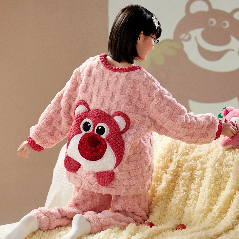 儿童睡衣女童珊瑚绒秋冬季加厚加绒保暖小女孩大童法兰绒家居服