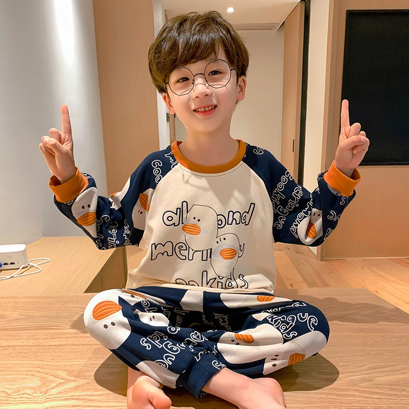 儿童睡衣男童家居服春秋纯棉童装长袖薄款中大童男孩宝宝全棉套装