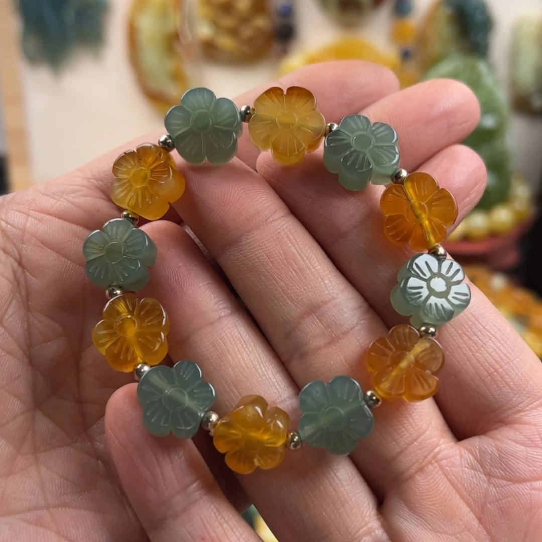 【闪购商品】蛇纹石玉手串未镶嵌悠**糖