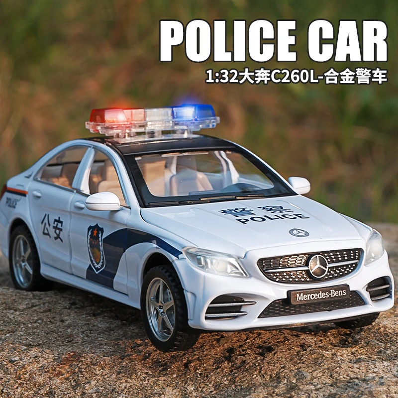 小警车合金车模玩具儿童玩具车男孩警察车回力小汽车公安特警车