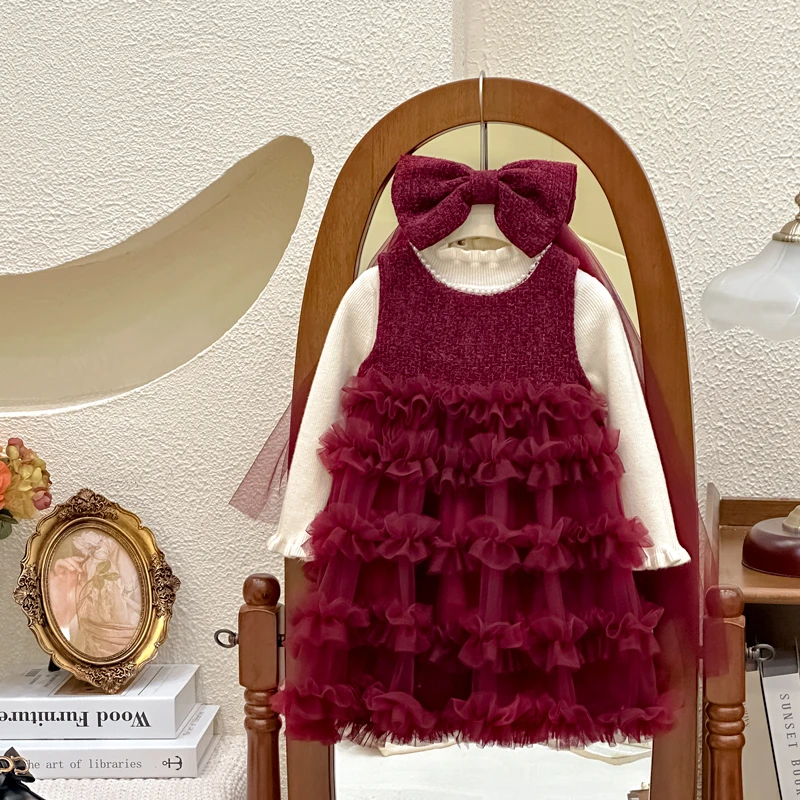 女童春秋2024新款休闲公主裙连衣裙宝宝周岁礼服女孩秋冬季两件套