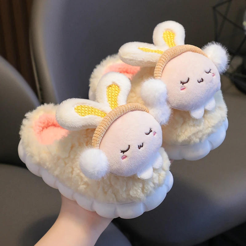 儿童棉拖鞋男童冬季居家保暖防滑小女孩毛绒拖卡通可爱宝宝棉拖鞋